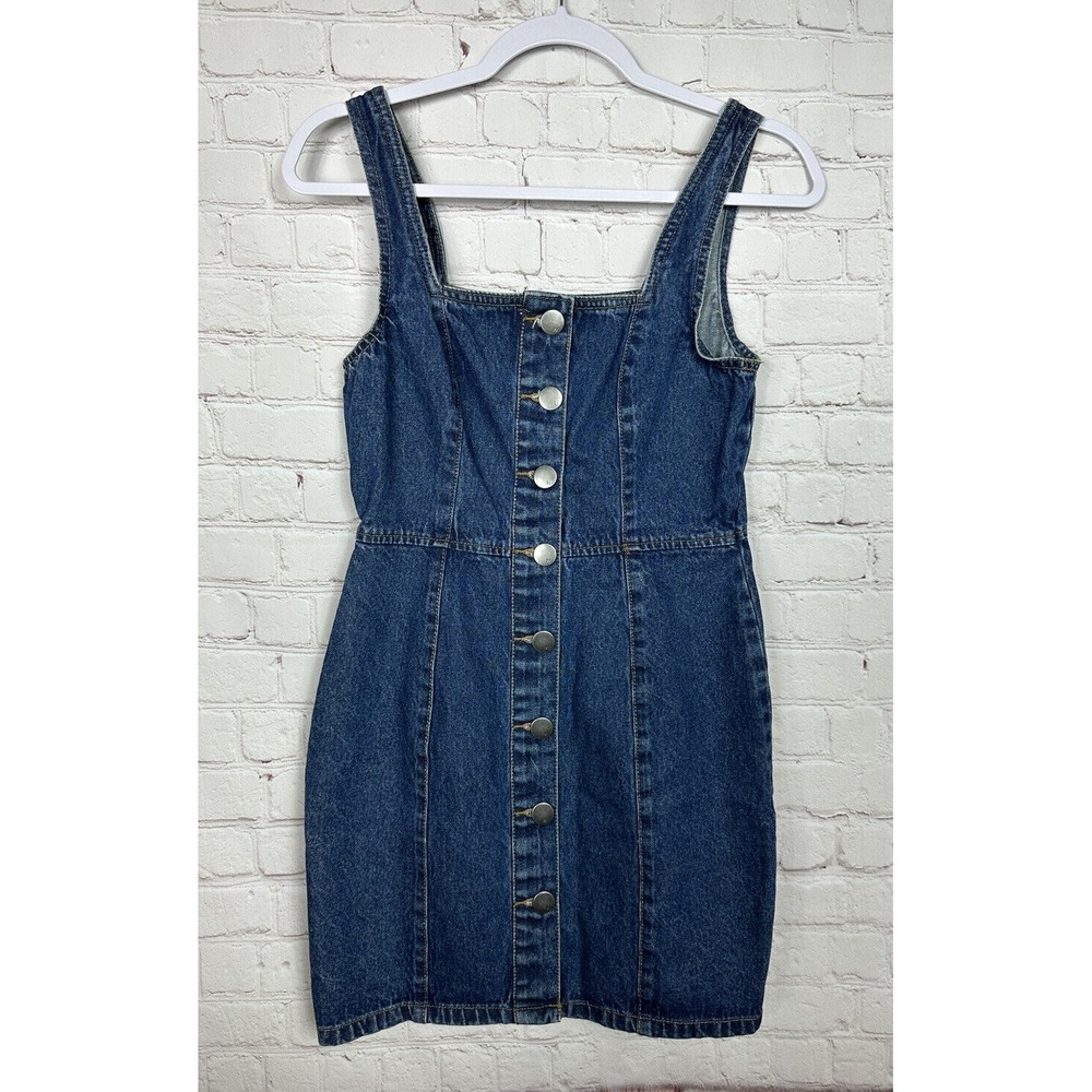 Cotton On 91 Denim jeans button front fitted dress, 90's Y2K 00's, sz‎ 4, GUC